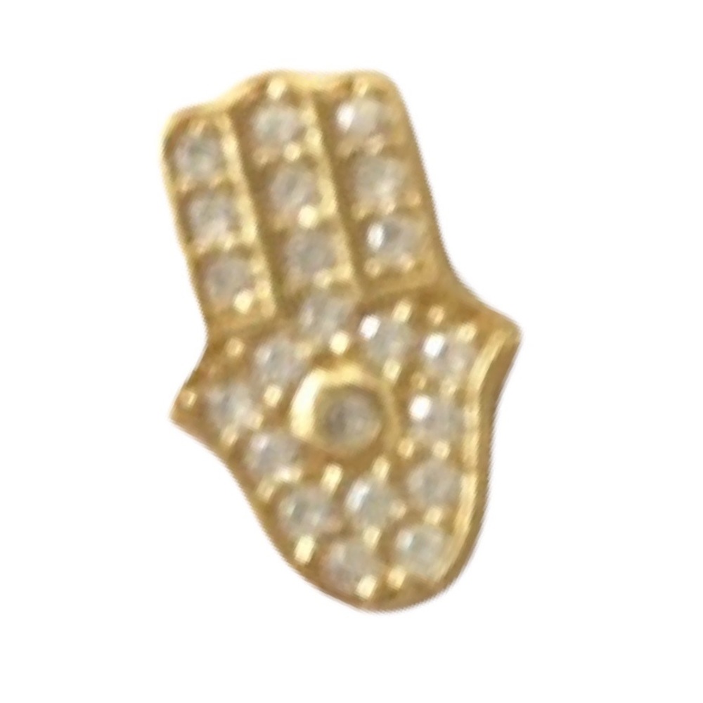 new Pave Cubic Zirconia Hamsa Stud Earrings ❃ 14KT Gold Plated Sterling Silver - Picture 6 of 16